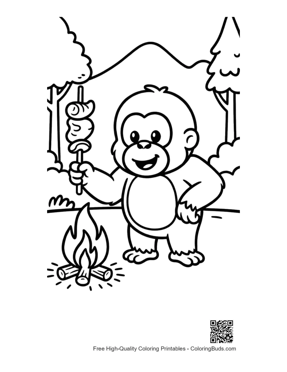 Easy orangutan coloring page printable
