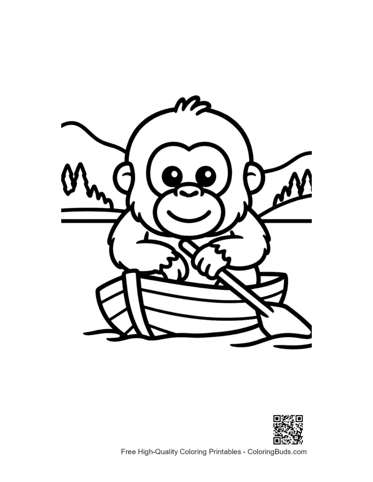Free orangutan printable coloring page for kids