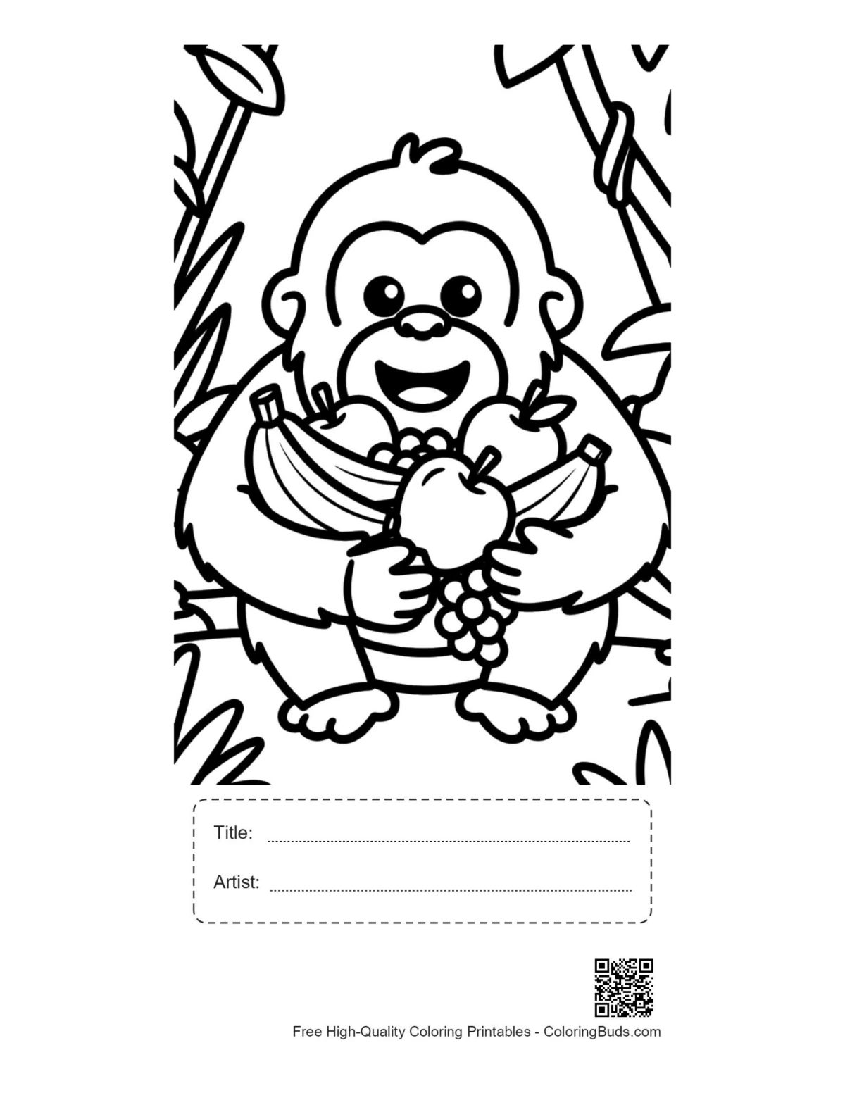 Happy orangutan basket printable with title artist box