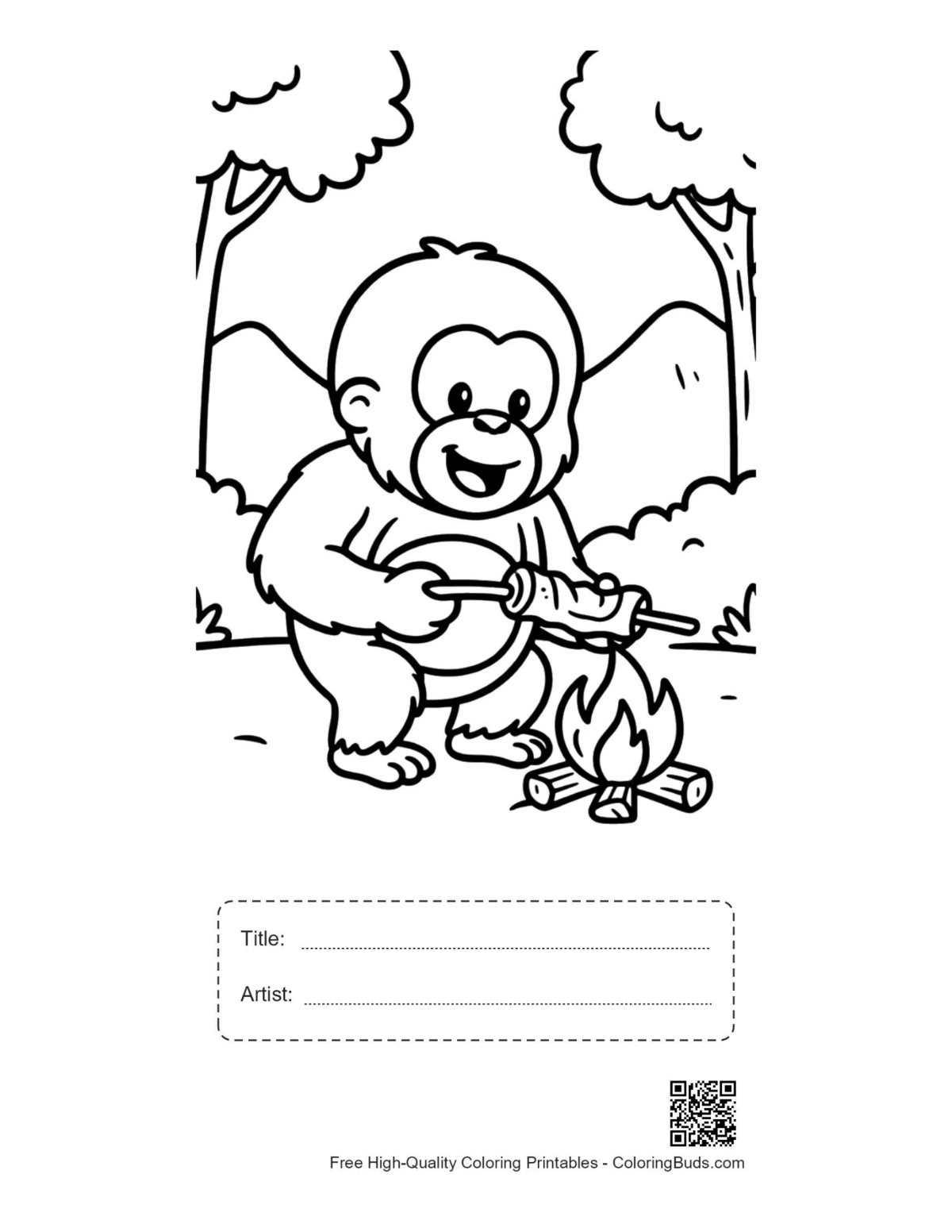 Orangutan cooking printable with title box