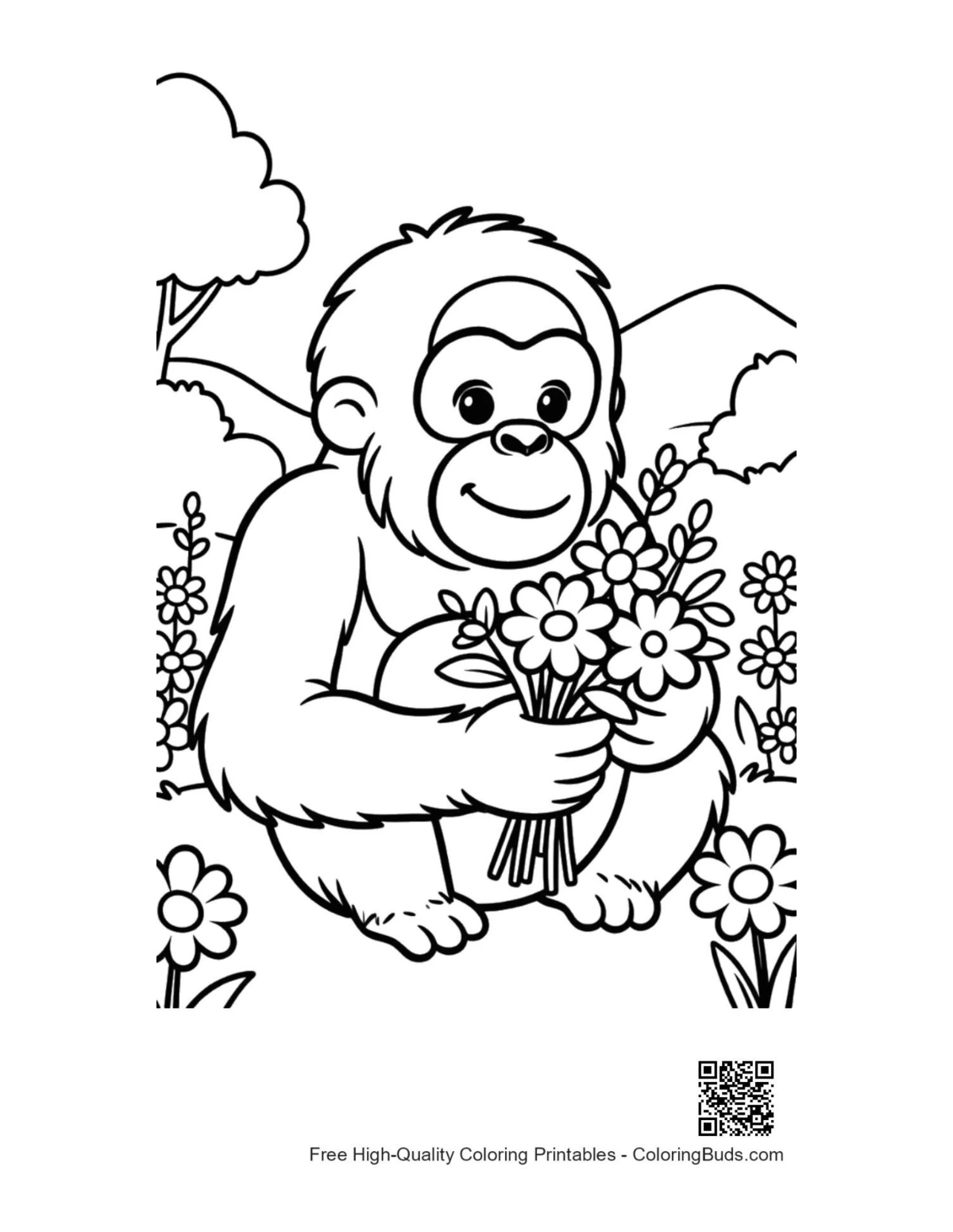 Free printable orangutan coloring sheet