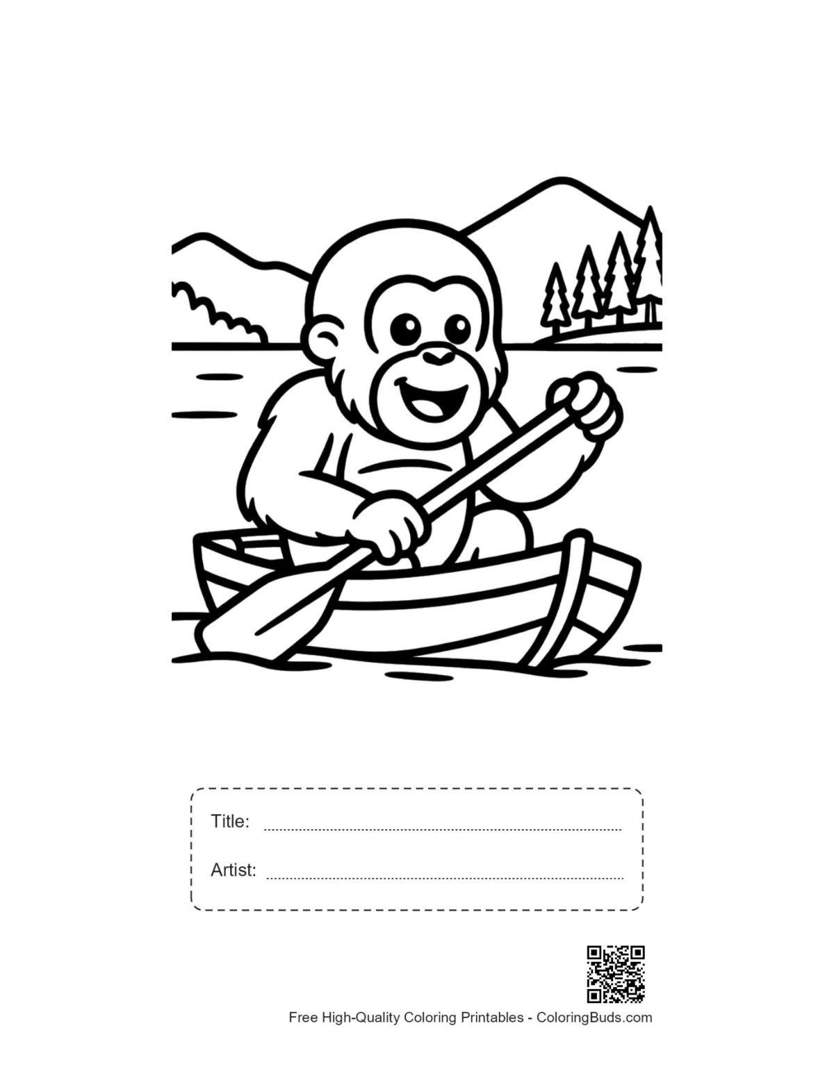 Orangutan printable with title and artist signature box