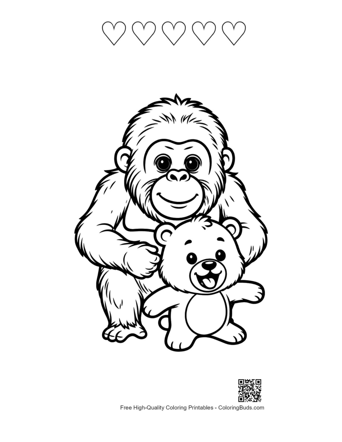 Orangutan teddy bear with heart outlines