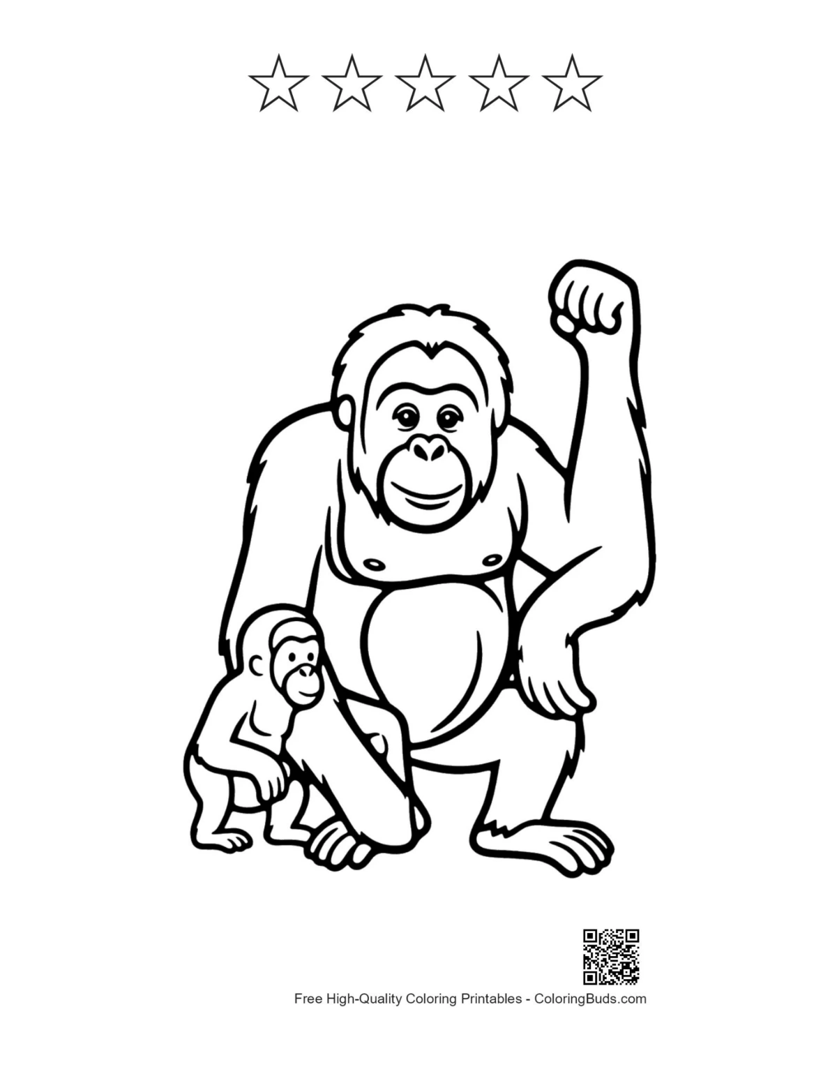 Orangutan printable with star outlines