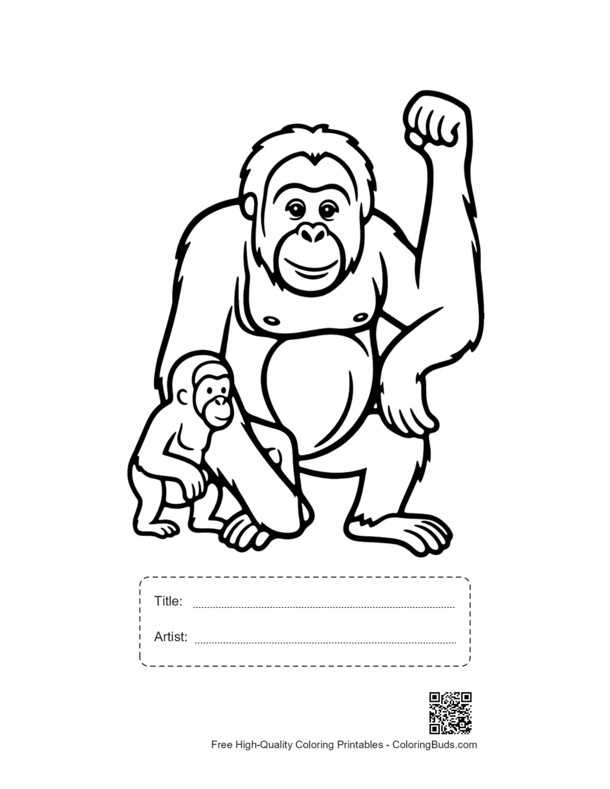 Orangutan family printable with title box