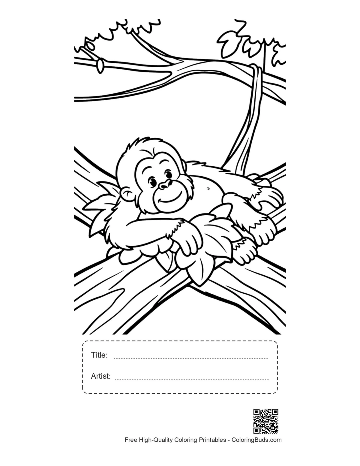 Tired orangutan printable with title and artist box