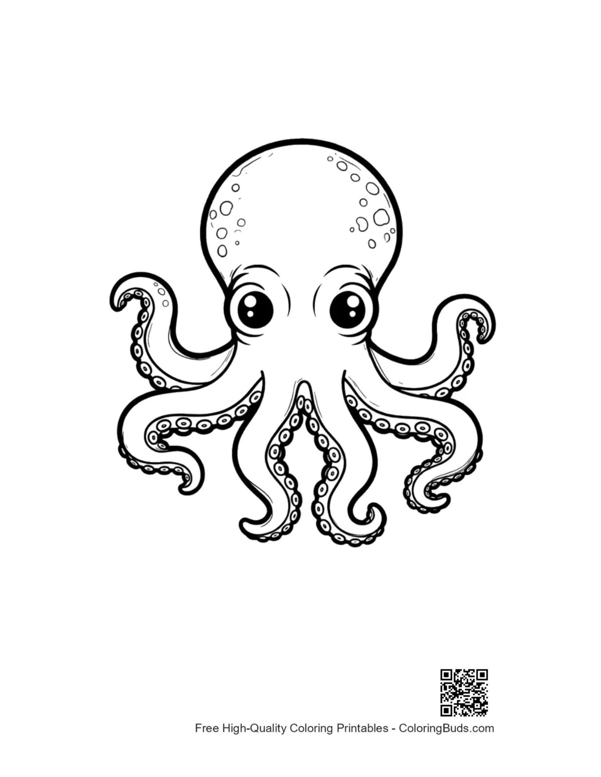 Adorable big-eyed cartoon octopus illustration