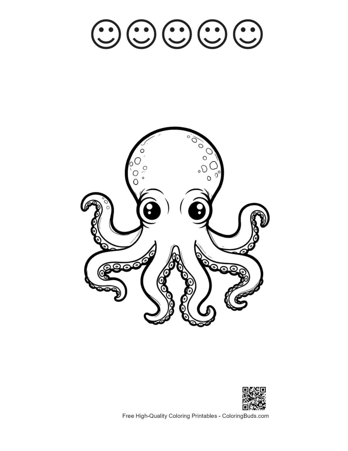 Octopus and happy face outlines design