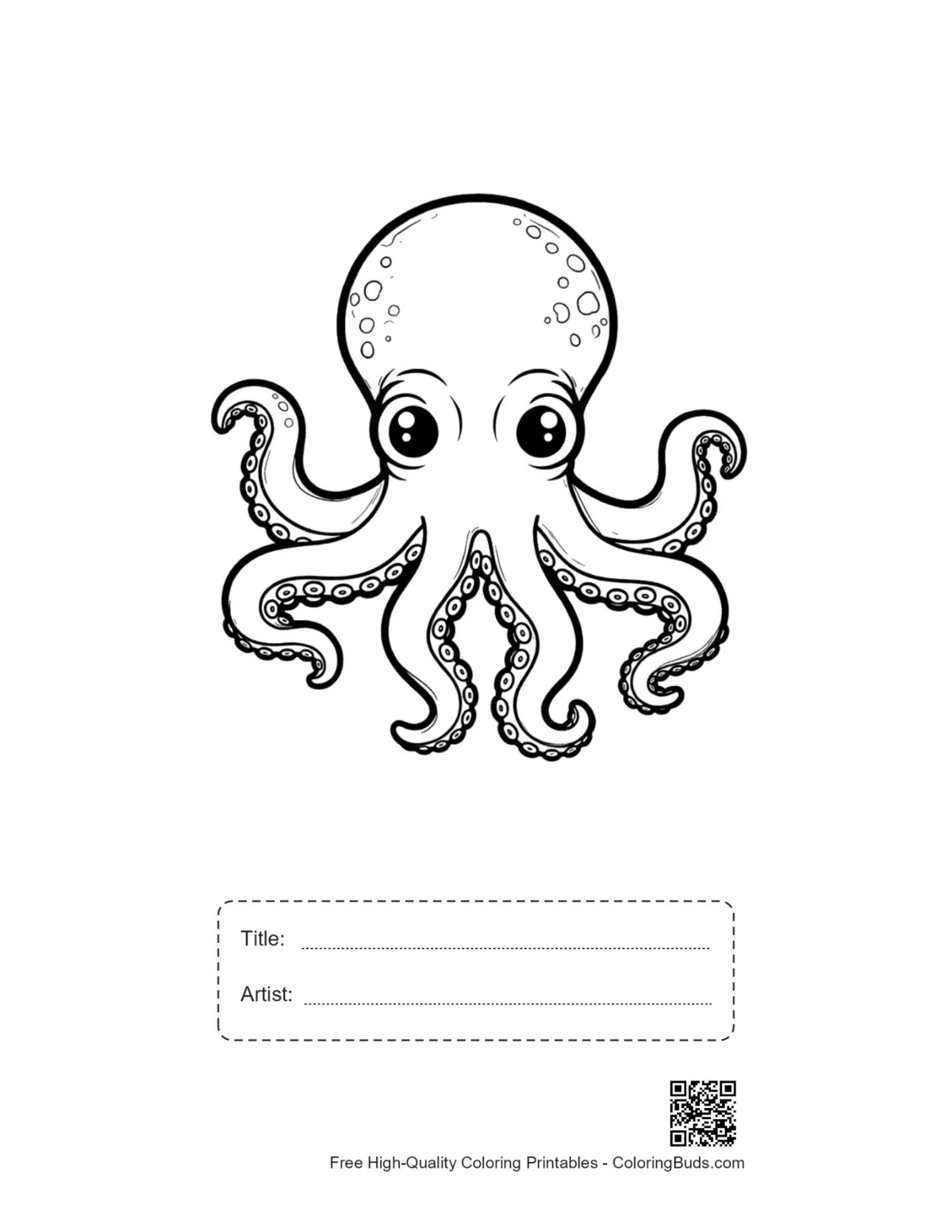Printable big-eyed octopus with title space