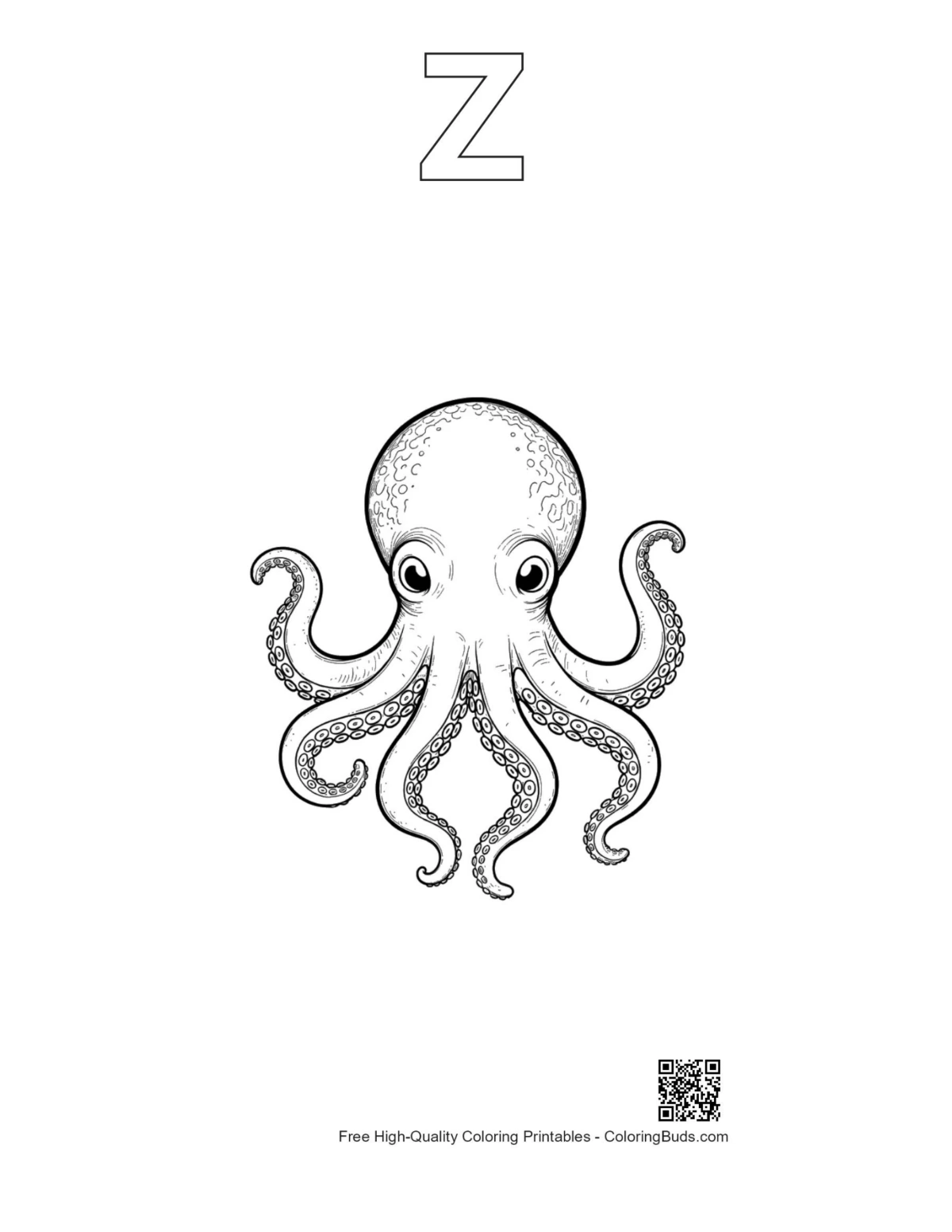 Big-eyed octopus outline with letter Z