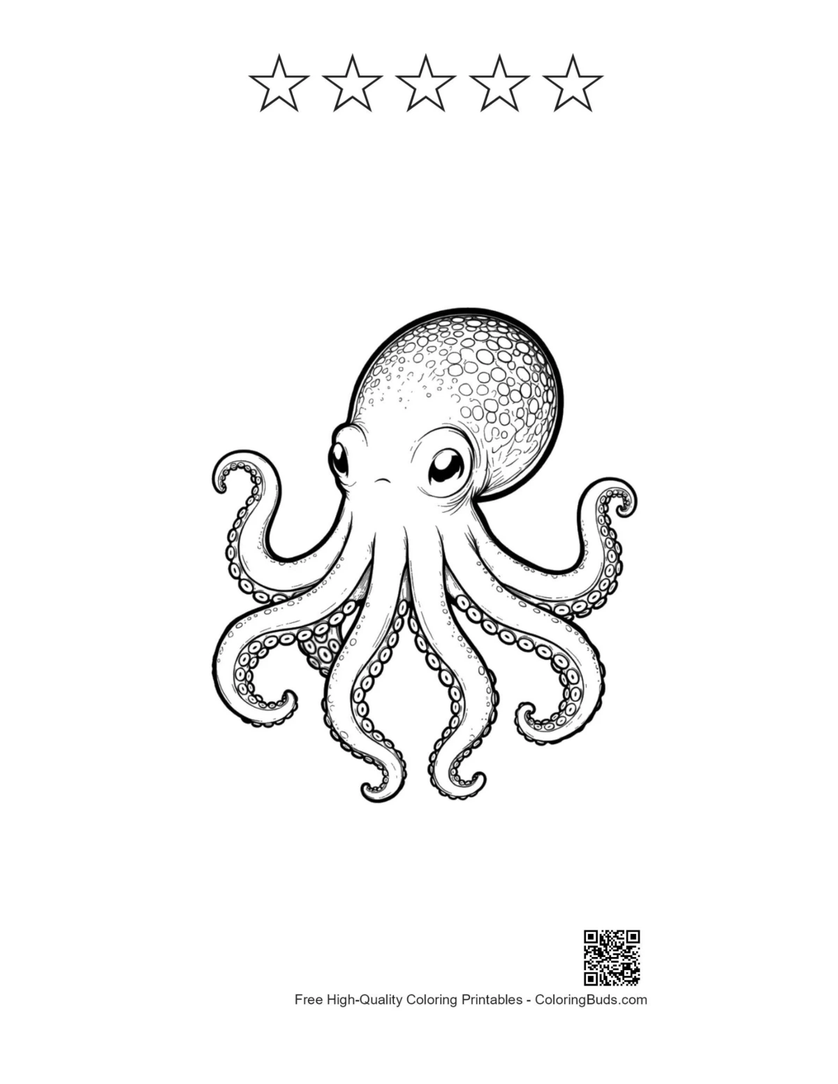 Octopus printable with star outlines