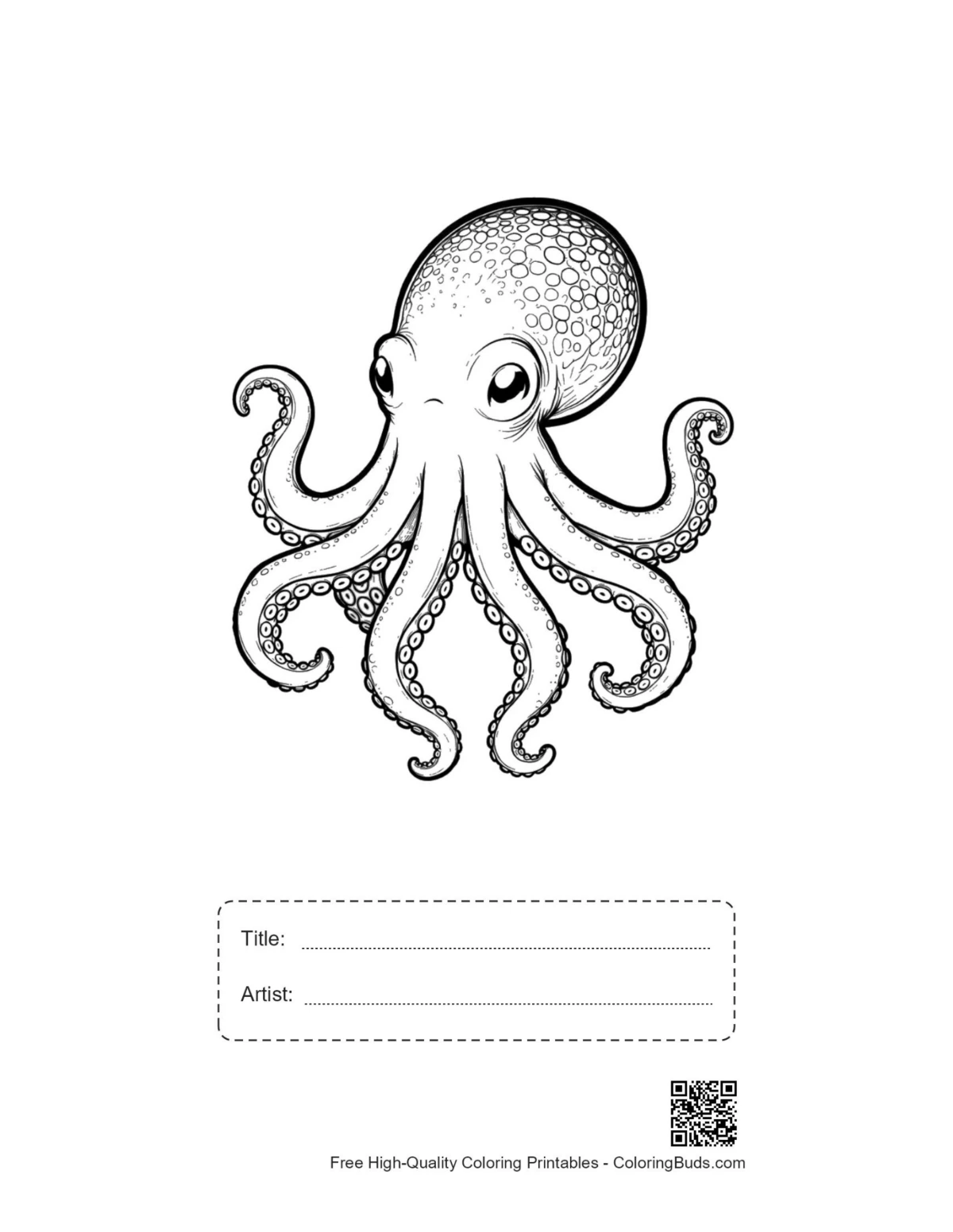 Printable octopus sketch with title box