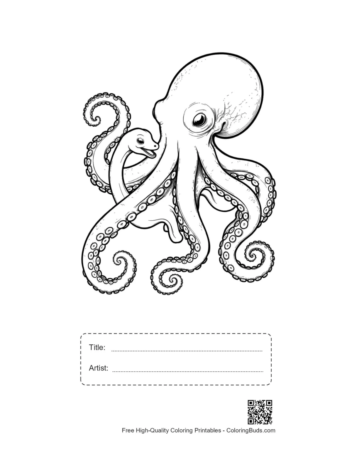 Printable giant octopus baby snake with title box