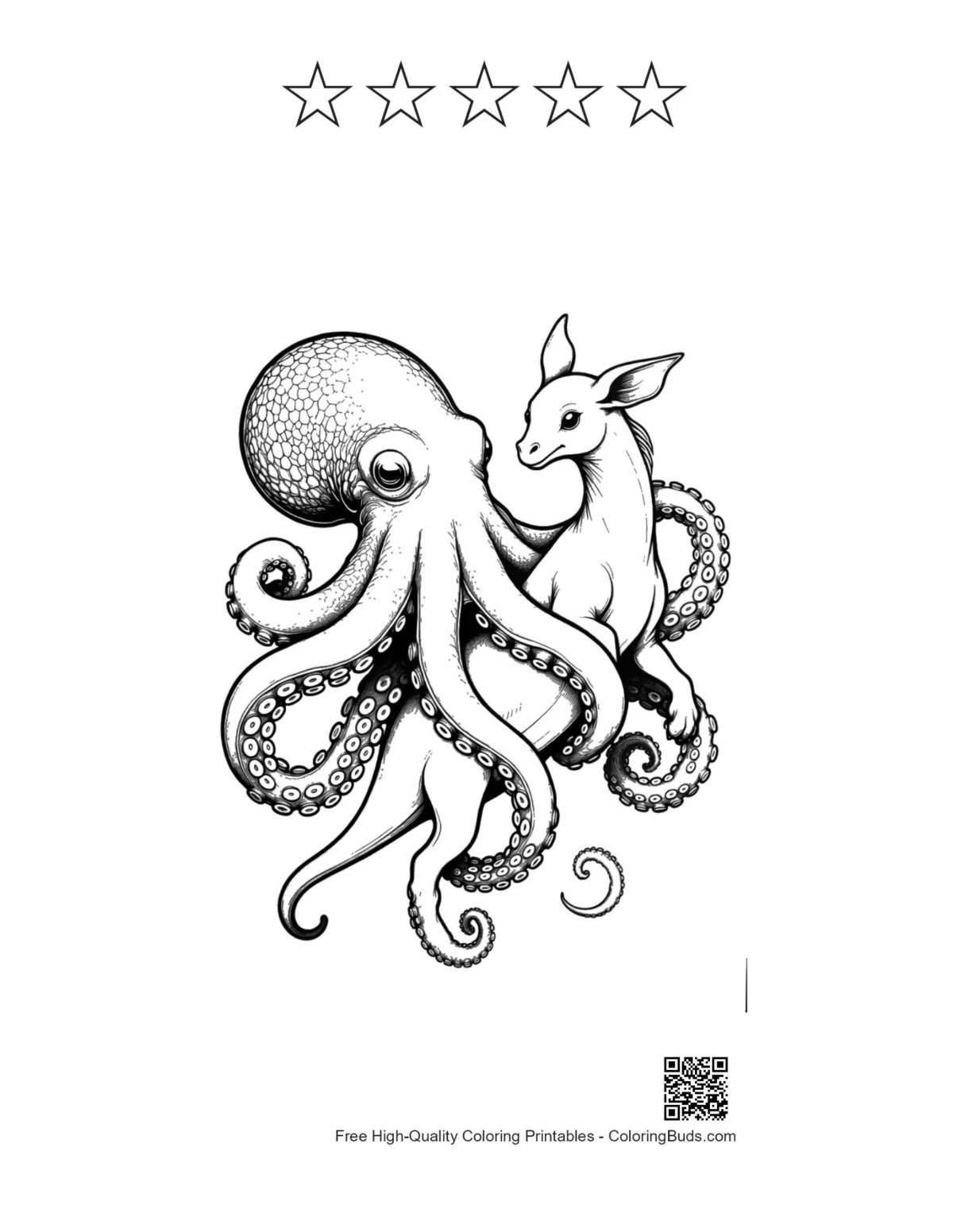 Giant octopus foal printable with star outlines