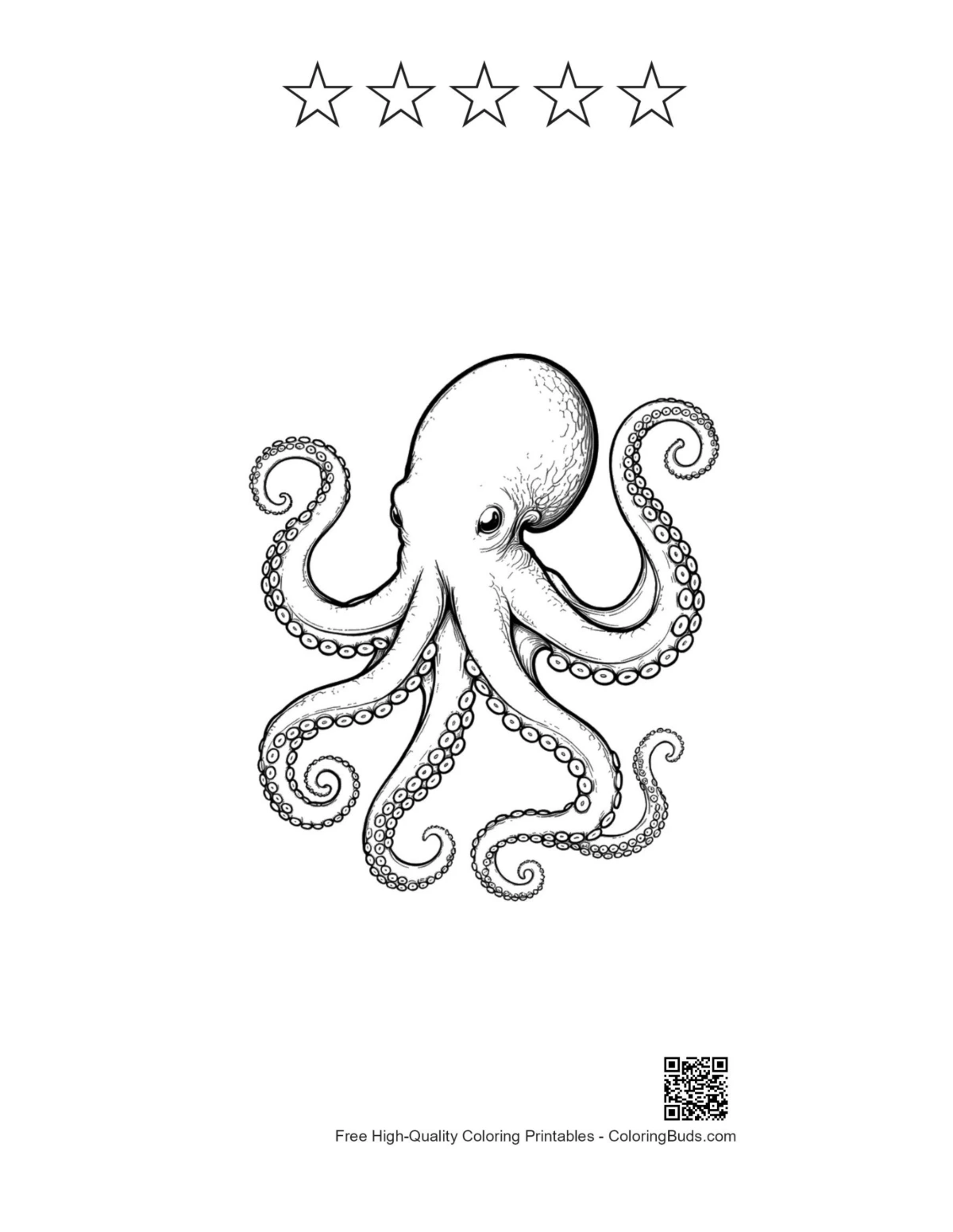 Giant octopus printable with star outlines