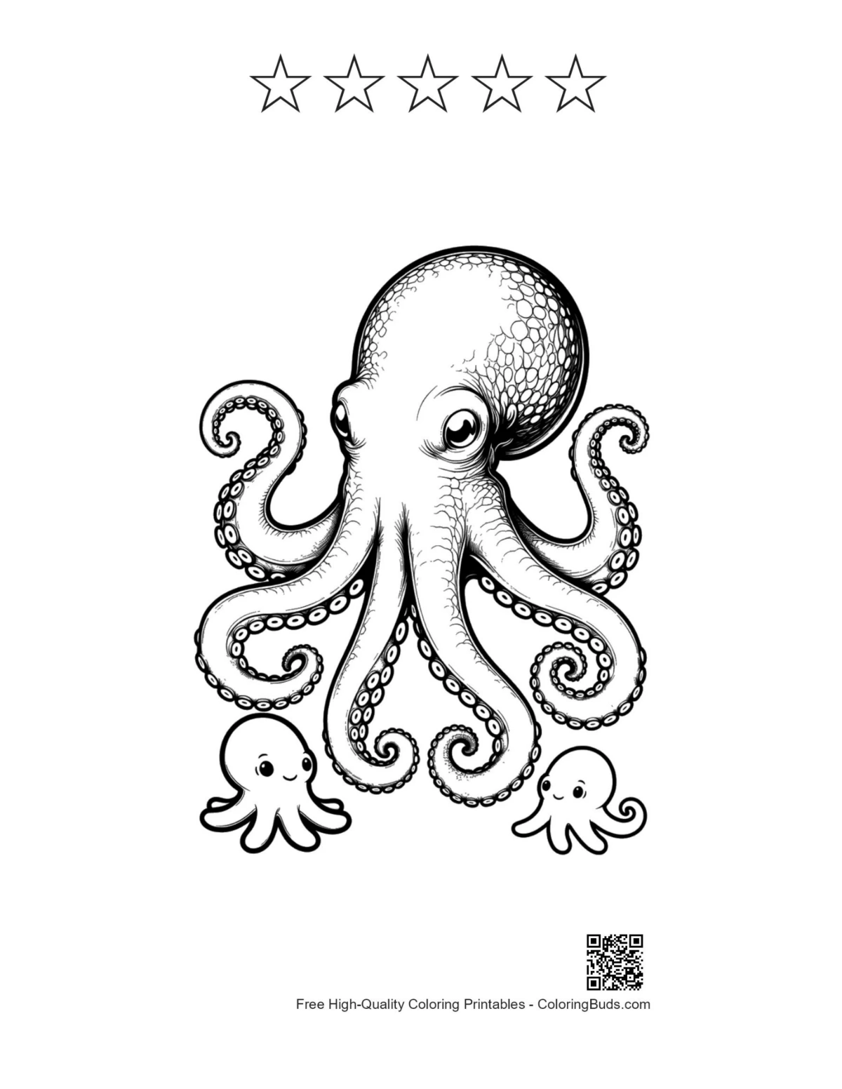 Giant octopus with star outlines printable
