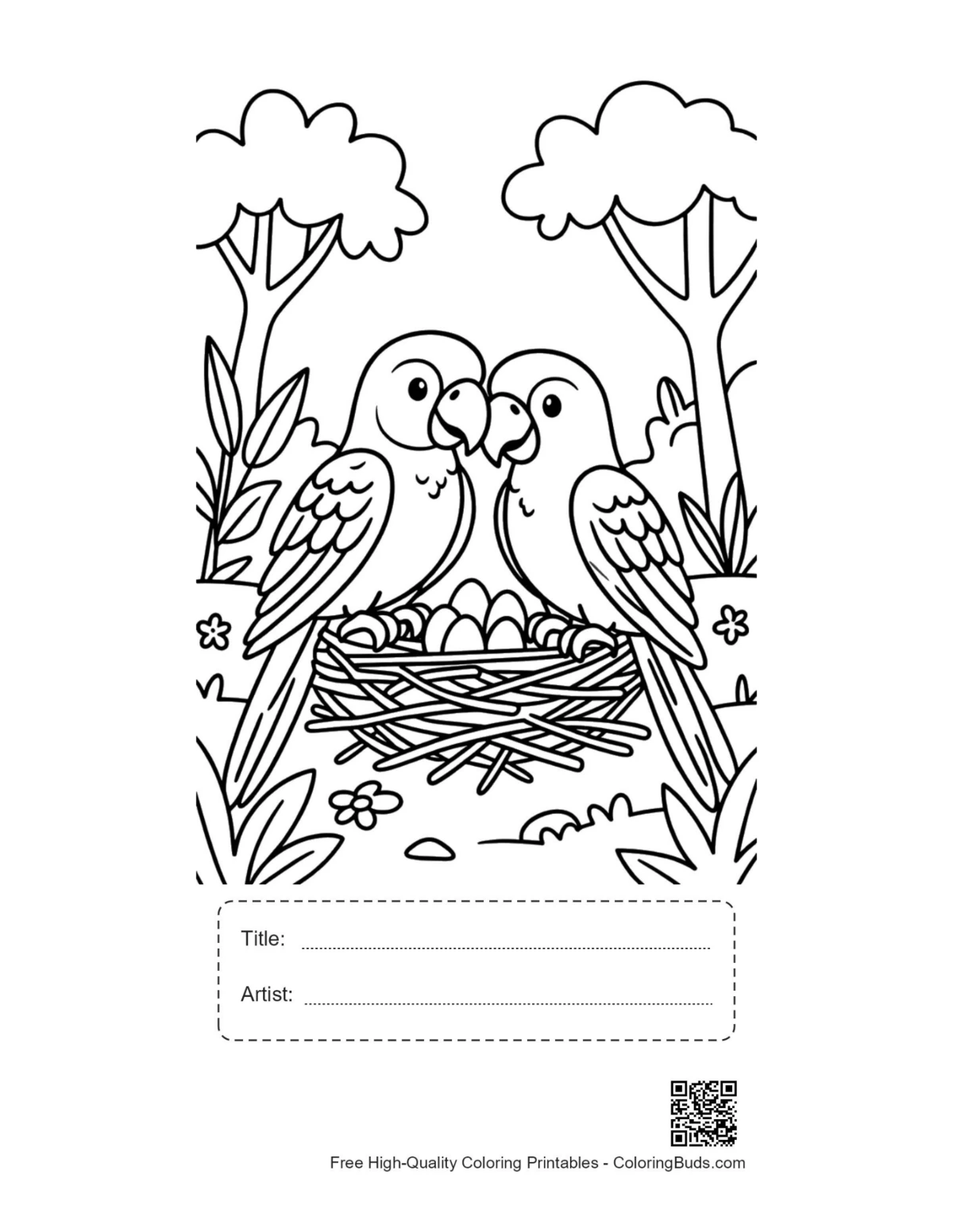 Cockatoo eggs nest printable with title box