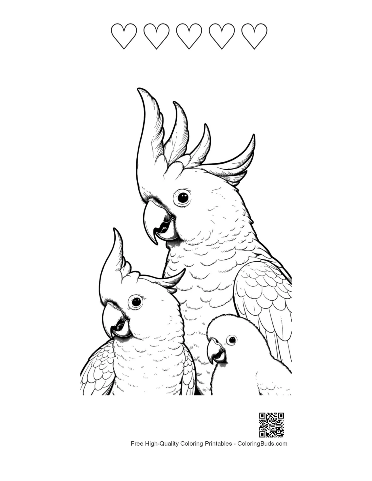 Line art printable with heart outlines