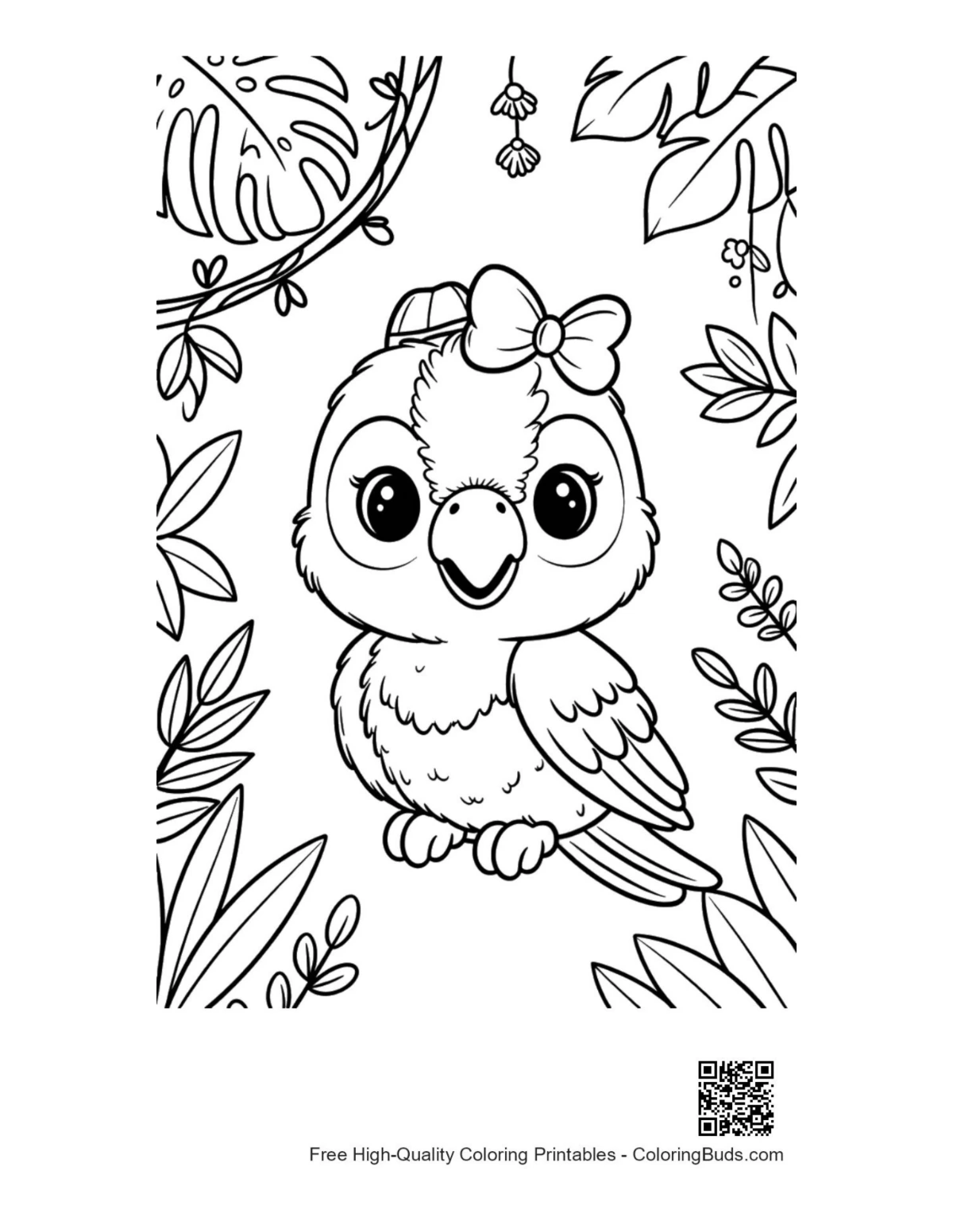 Free cockatoo coloring page printable outline for kids