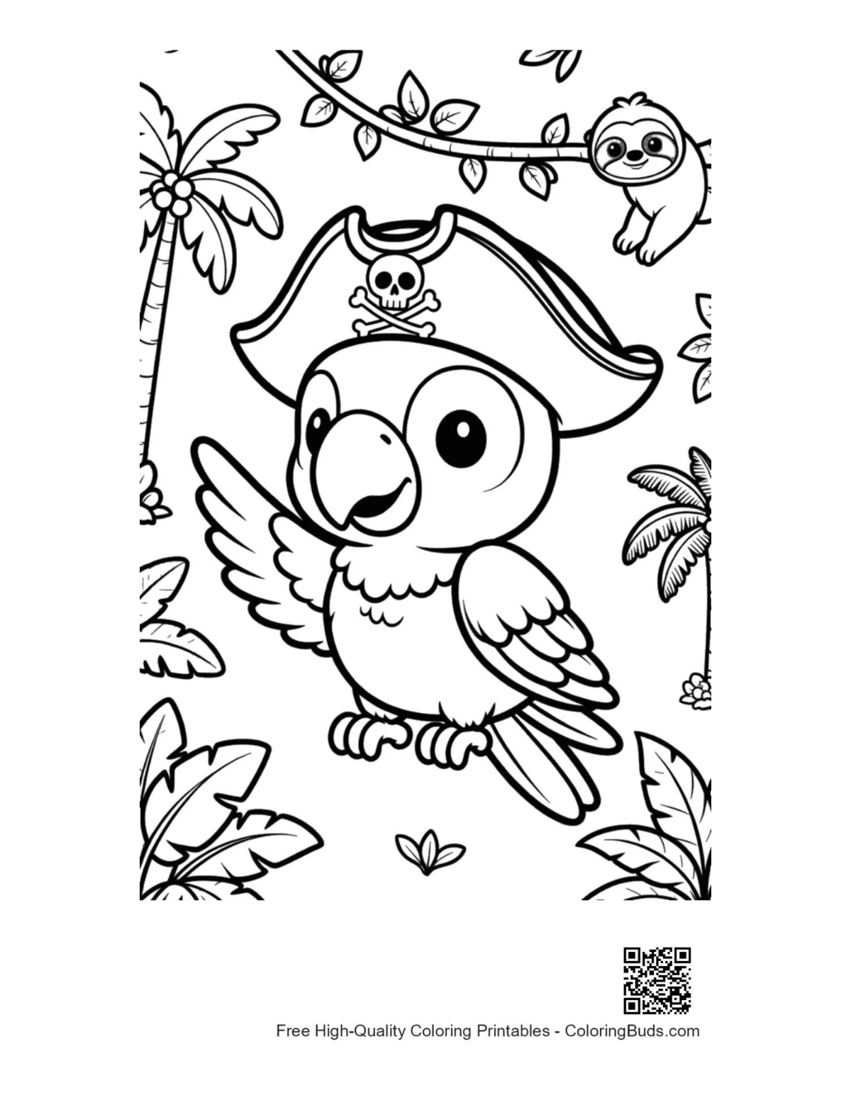 Cockatoo printable coloring page outline for kids