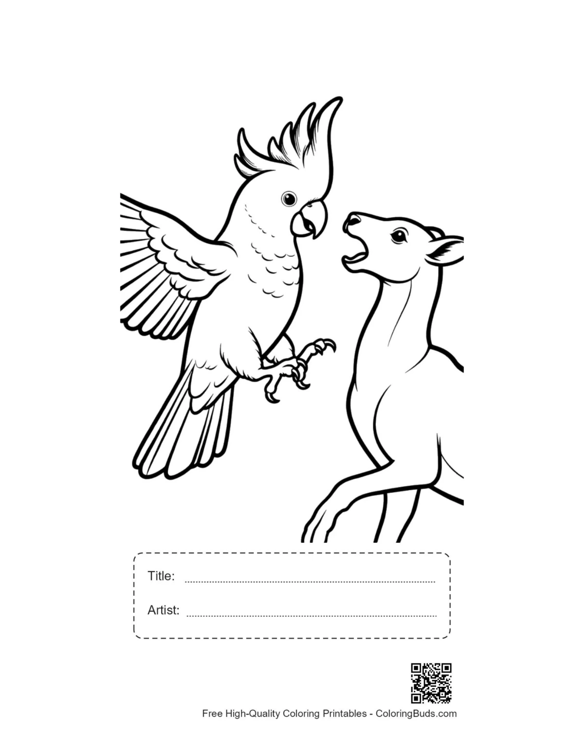 Cockatoo printable with title and artist box