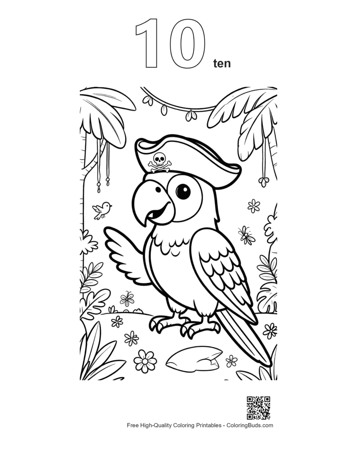 Numbered cockatoo outline coloring page printable