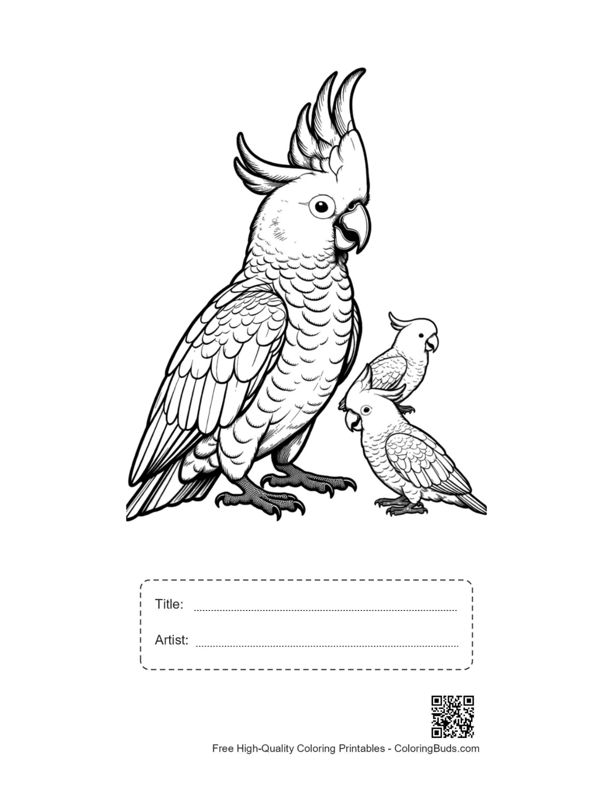 Cockatoo family printable with title box