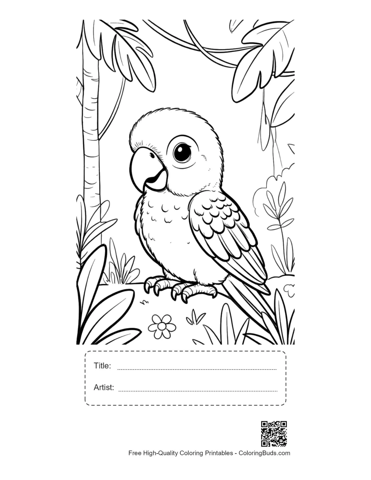 Baby cockatoo printable with title artist box