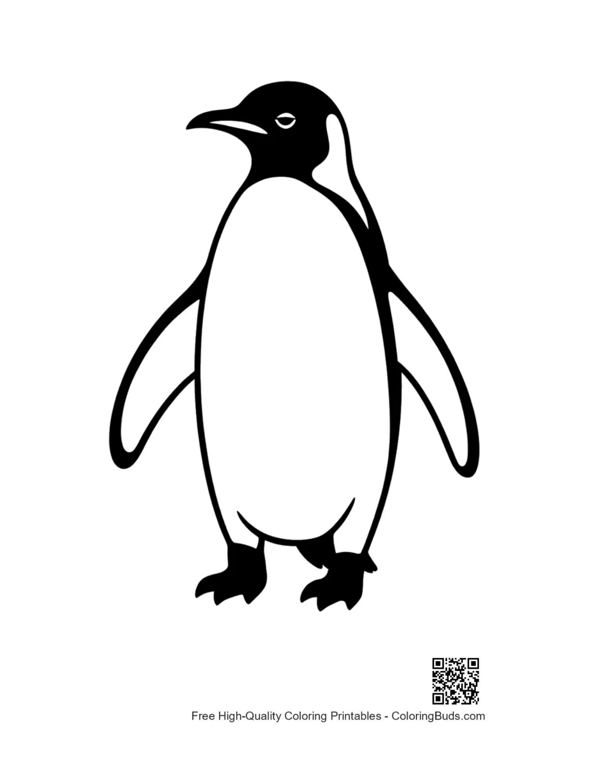 Sleepy emperor penguin silhouette outline