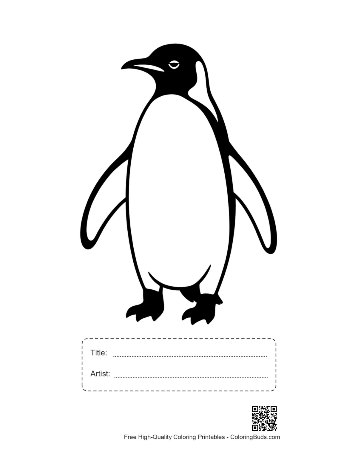 Printable sleepy emperor penguin with title box