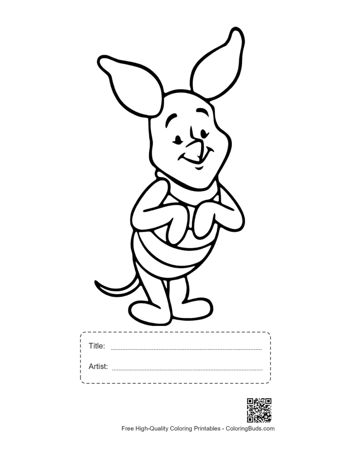 Ausmalbild Ferkel zum Ausdrucken mit Titelfeld