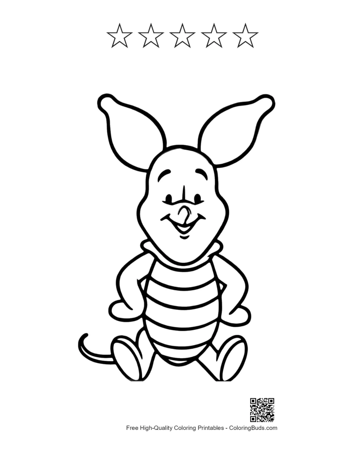 Cute piglet with stars coloring page