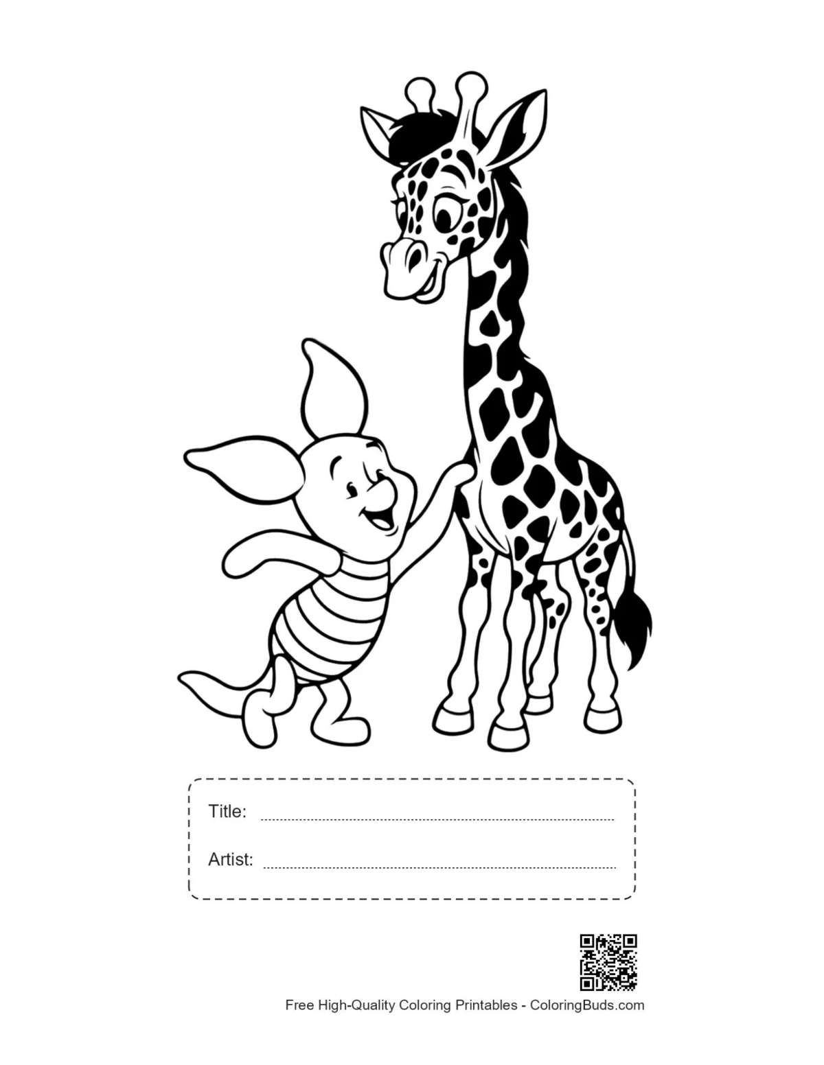 Printable Piglet Giraffe friendship with title box