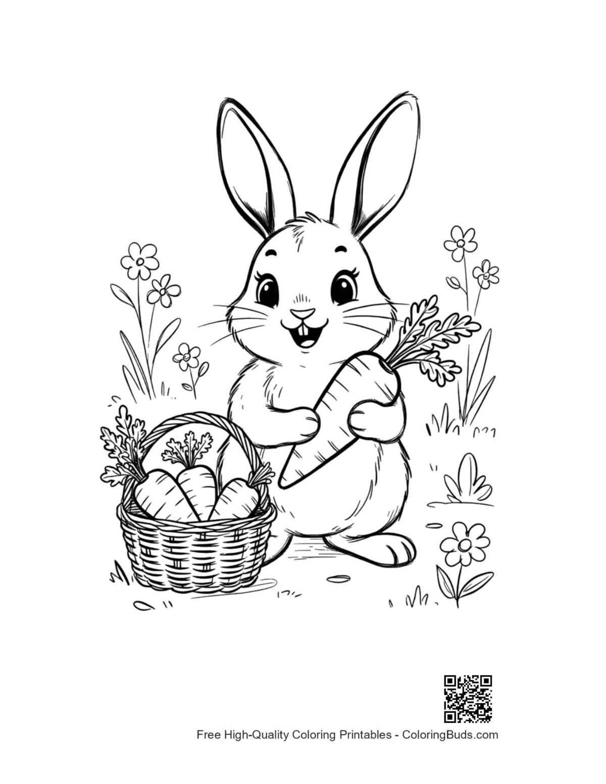 Free bunny rabbit coloring page printable
