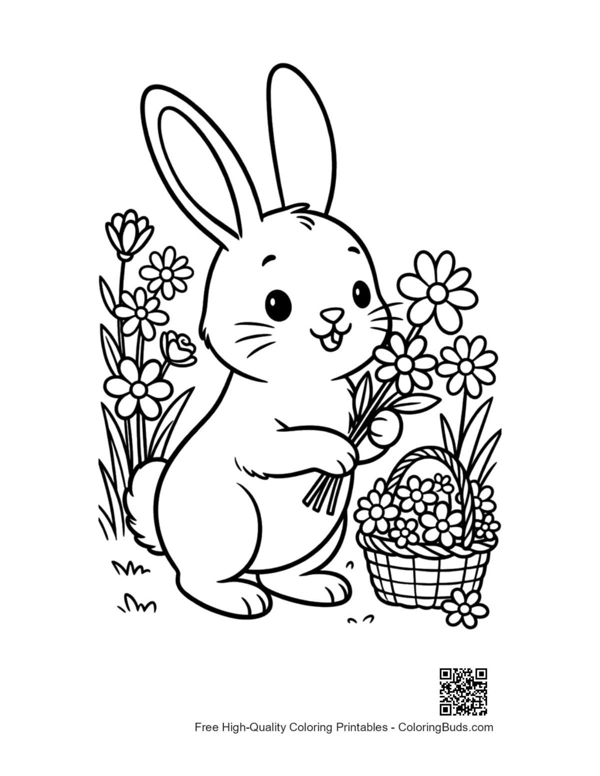 Cute bunny rabbit printable coloring page