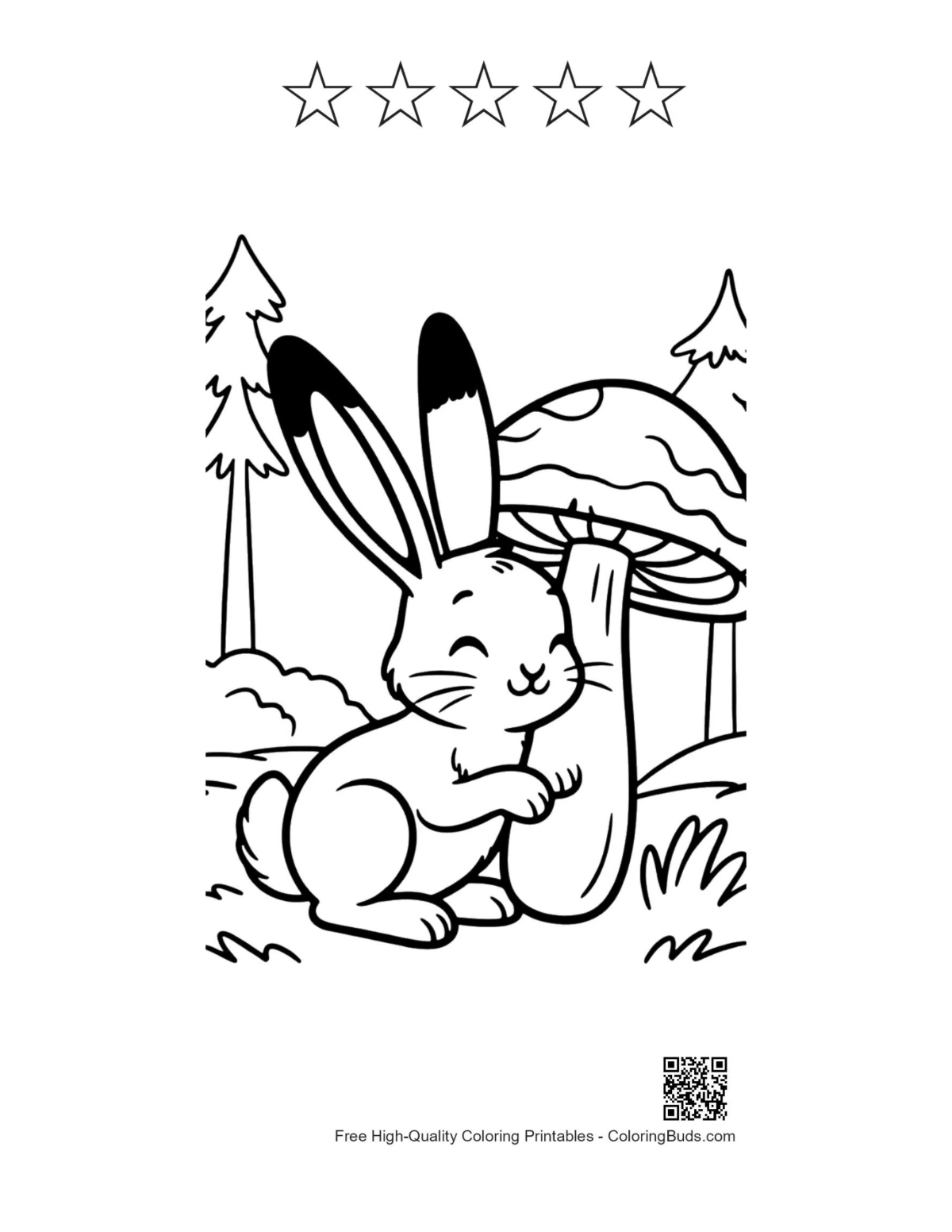 Jackrabbit mushroom printable with 5 star outlines