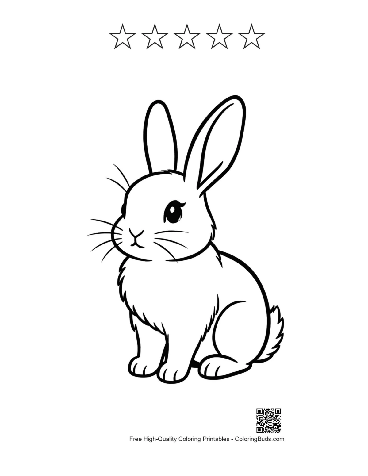 Bunny and stars outline printable