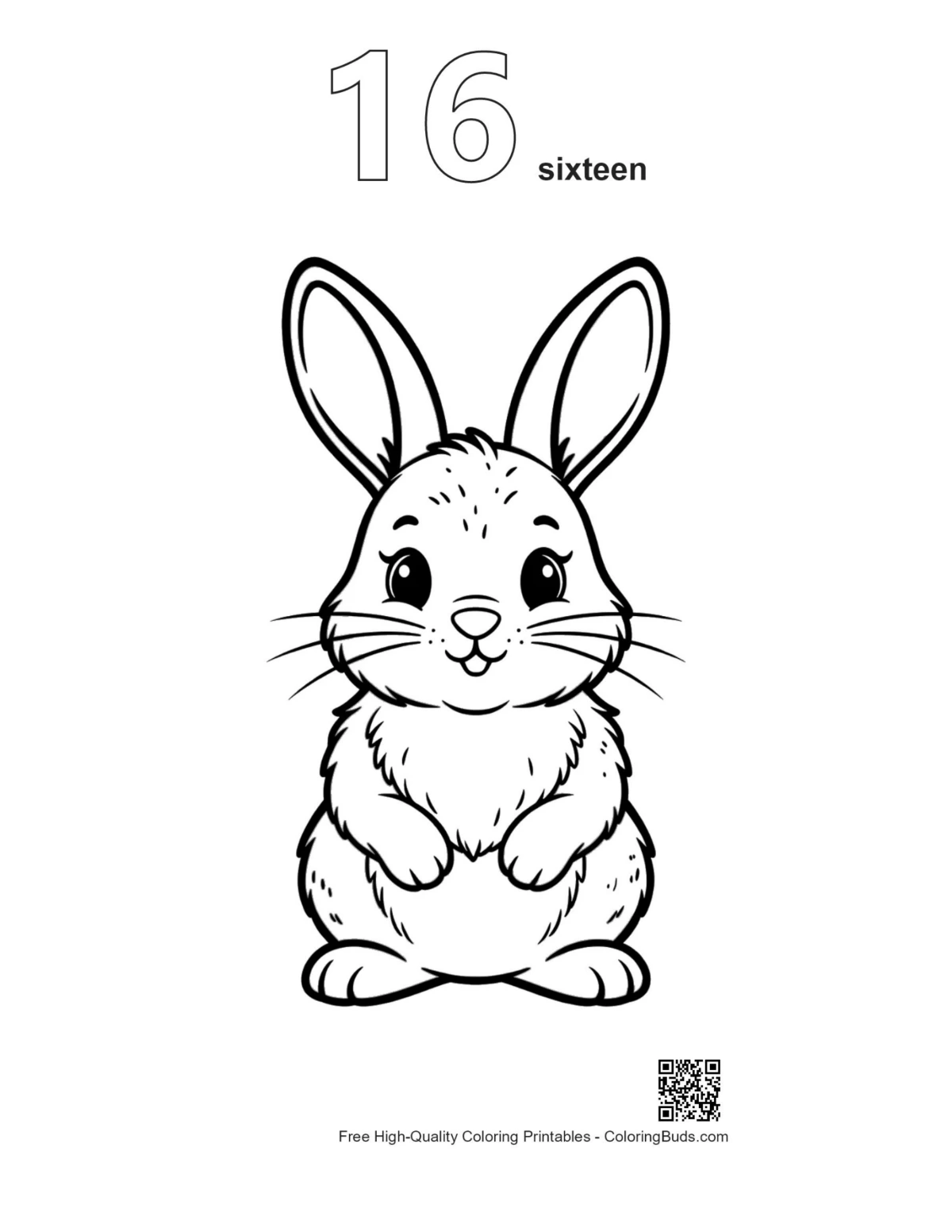 Bunny outline printable number 16