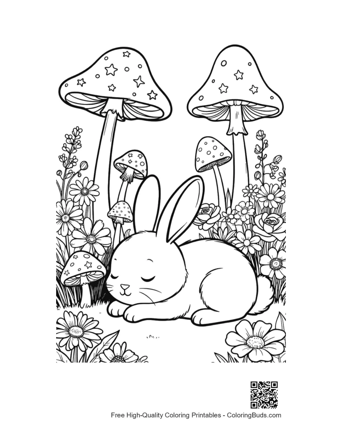 Cute easy Bunny Rabbit printable coloring page