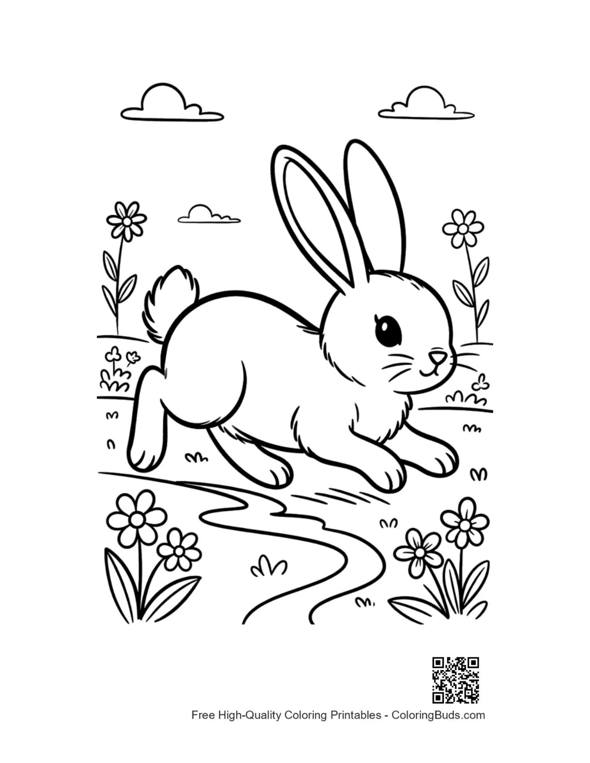 Easy bunny rabbit coloring page printable
