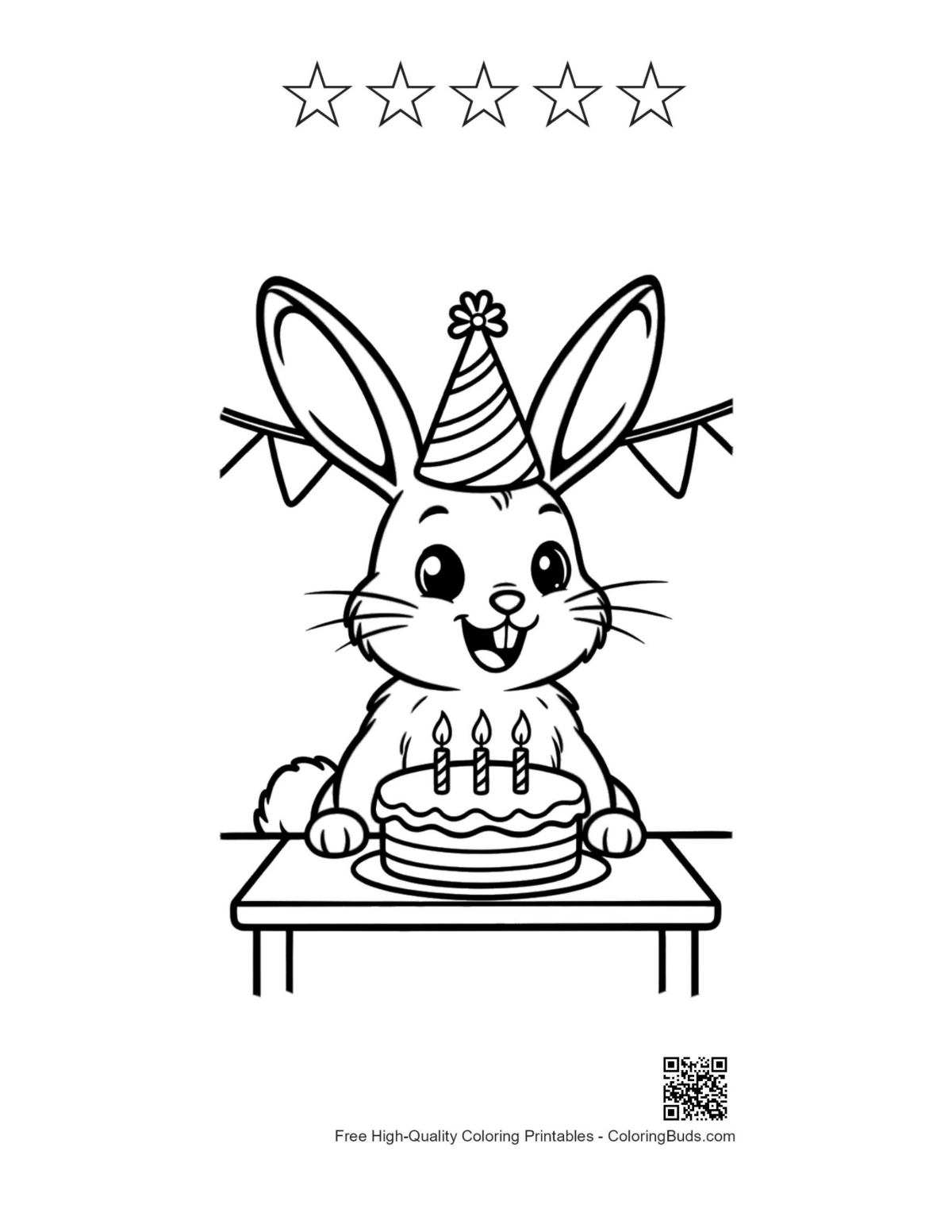 Jackrabbit coloring page with 5 star outlines