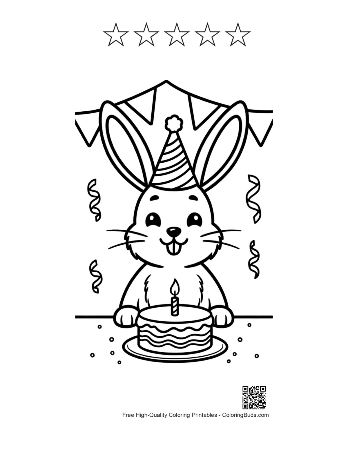 Jackrabbit with 5 stars printable outline