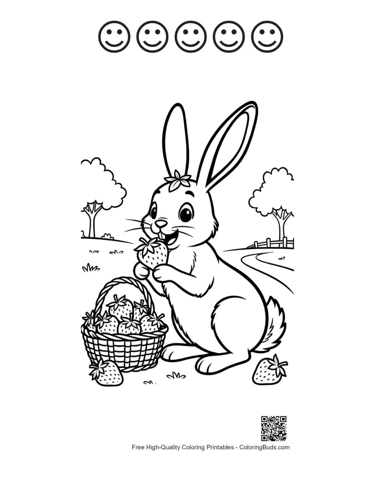 Jackrabbit printable featuring 5 happy faces