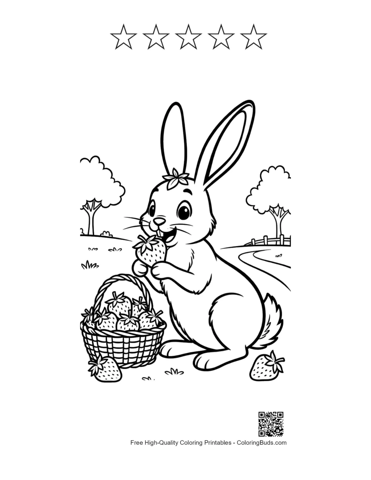Jackrabbit printable with 5 star outlines