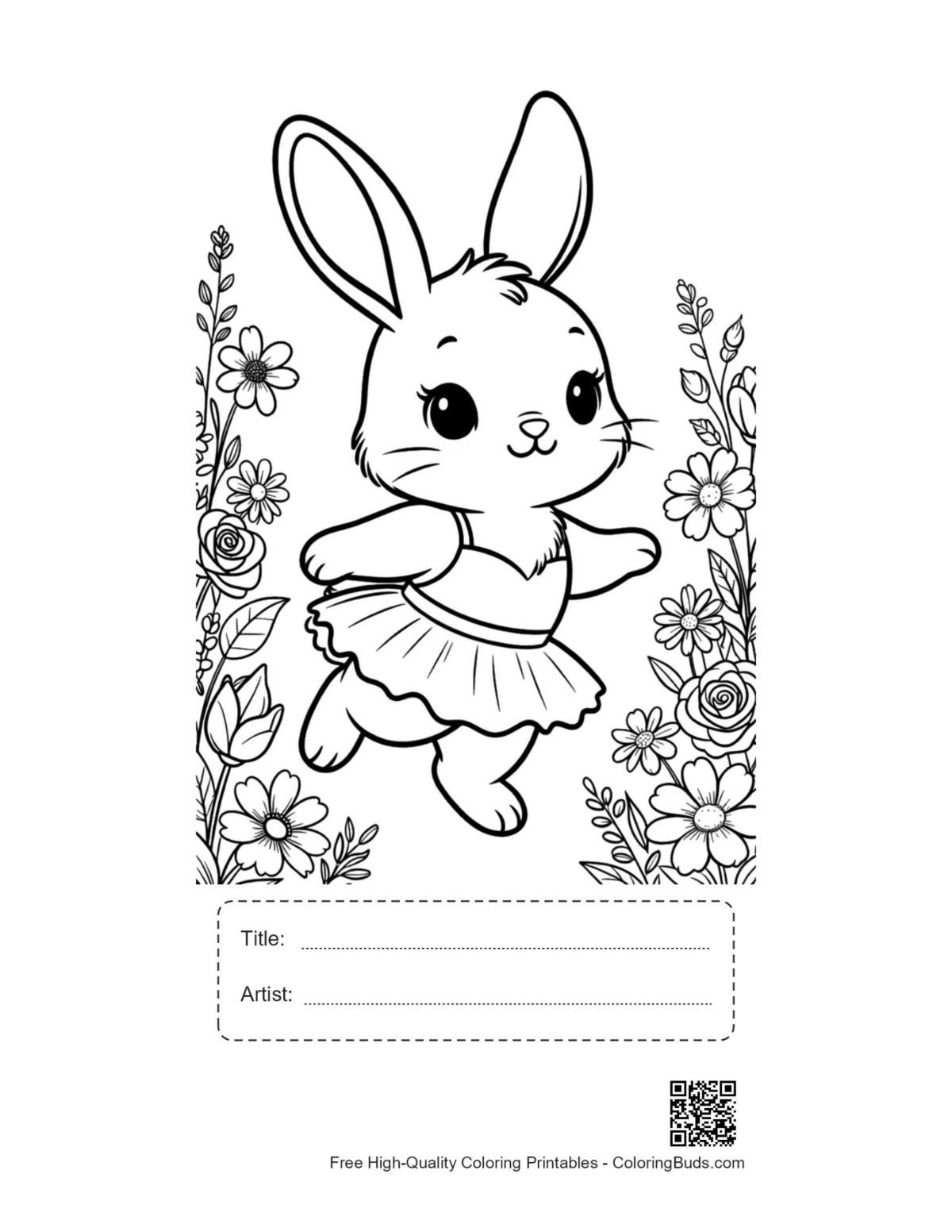 Bunny rabbit meadow printable with title artist box