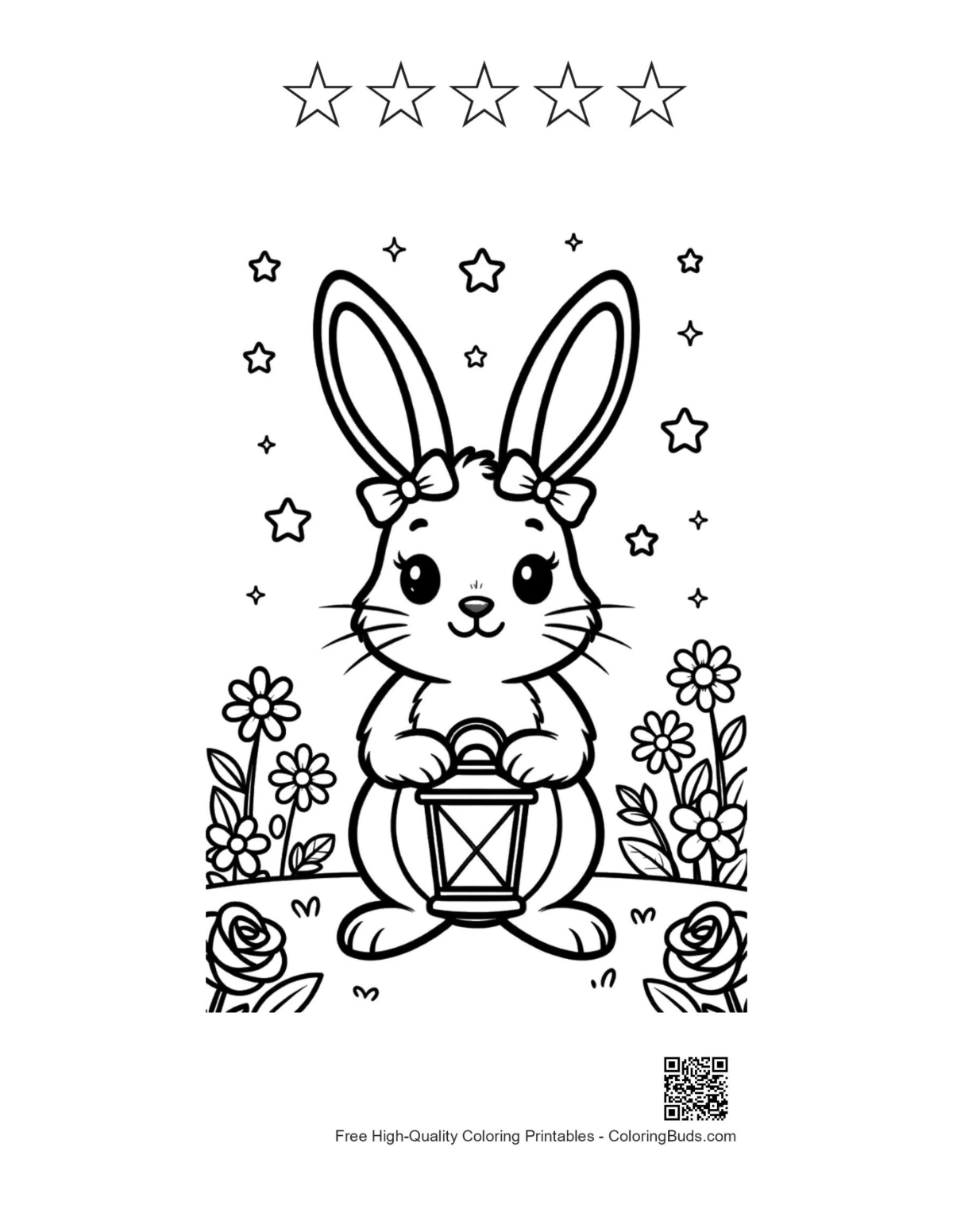 Magic jackrabbit printable with 5 star outline lantern