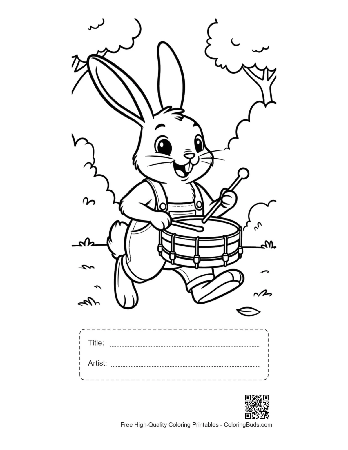 Jackrabbit snare drum printable with title artist box