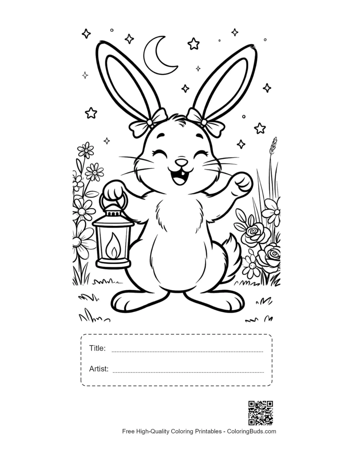 Night jackrabbit lantern printable with title artist box