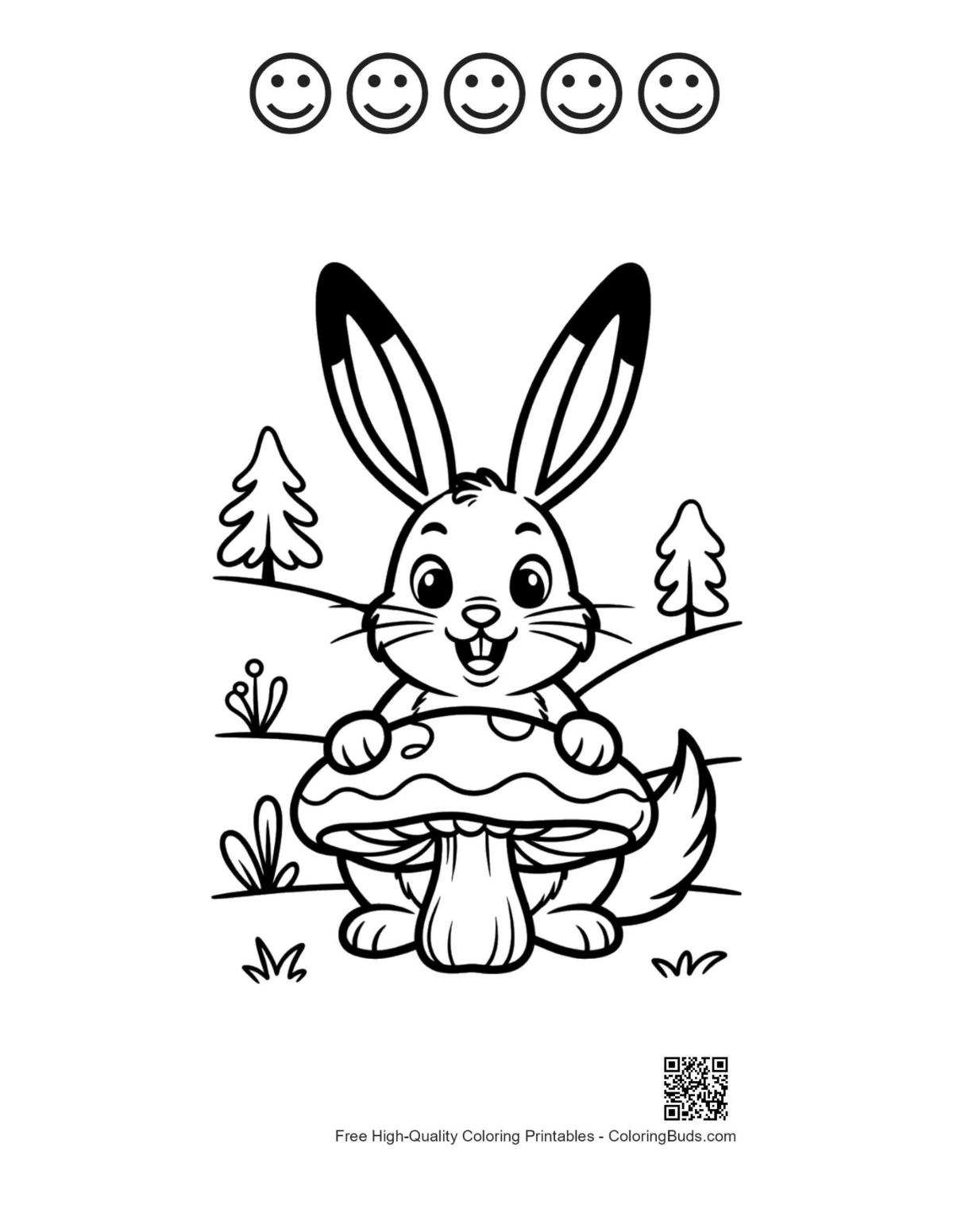 Jackrabbit page with 5 happy faces outline