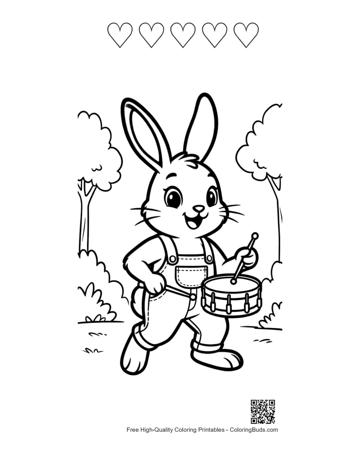 Jackrabbit drummer forest 5 hearts outline